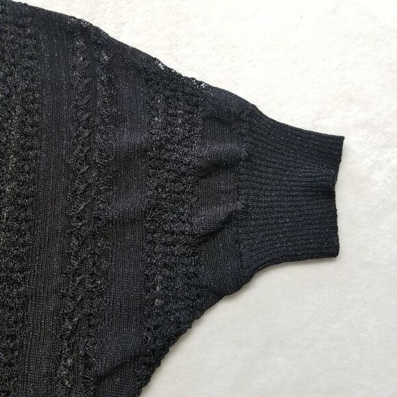 The Limited Medium Top Open Knit Metallic Sheer Short Sleeve Whimsigoth Witchy - Picture 3 of 10